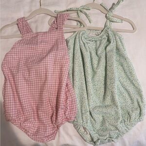 Minnow Pink and Green Baby Rompers